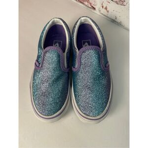 Vans Ombré Glitter  Slip on Classic Purple Blue kids sz 1